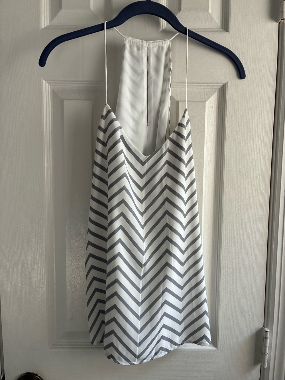 Express Chevron Strappy Tank Top in White and Gray
